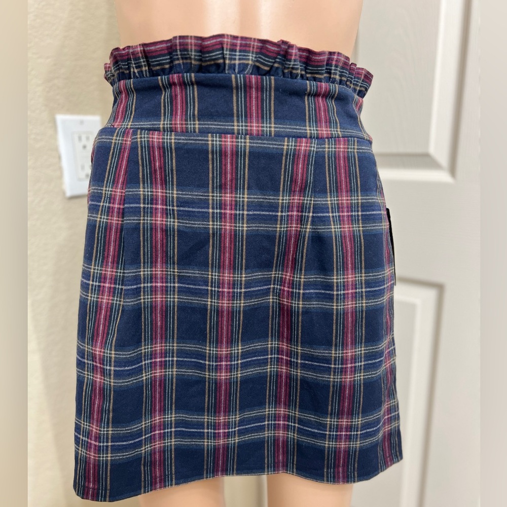 BeBop Plaid Pencil Skirt - Navy and Burgundy
